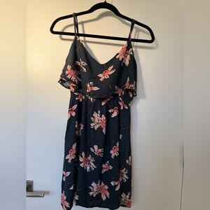 Cotton On Navy Mini Dress with Pink Floral Print